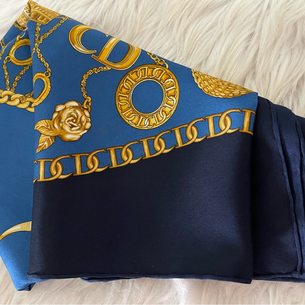 Christian Dior Blue and Gold Scarf - Picture 14 of 16